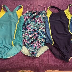 Speedo Kids One Piece Swimsuit Trio - Teal, Multicolor, Navy